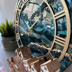 Maritime Elegance Resin Wall Clock – Handmade Luxury Resin Art