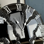 Black Ice Radiance – Resin Clock with Silver Touch