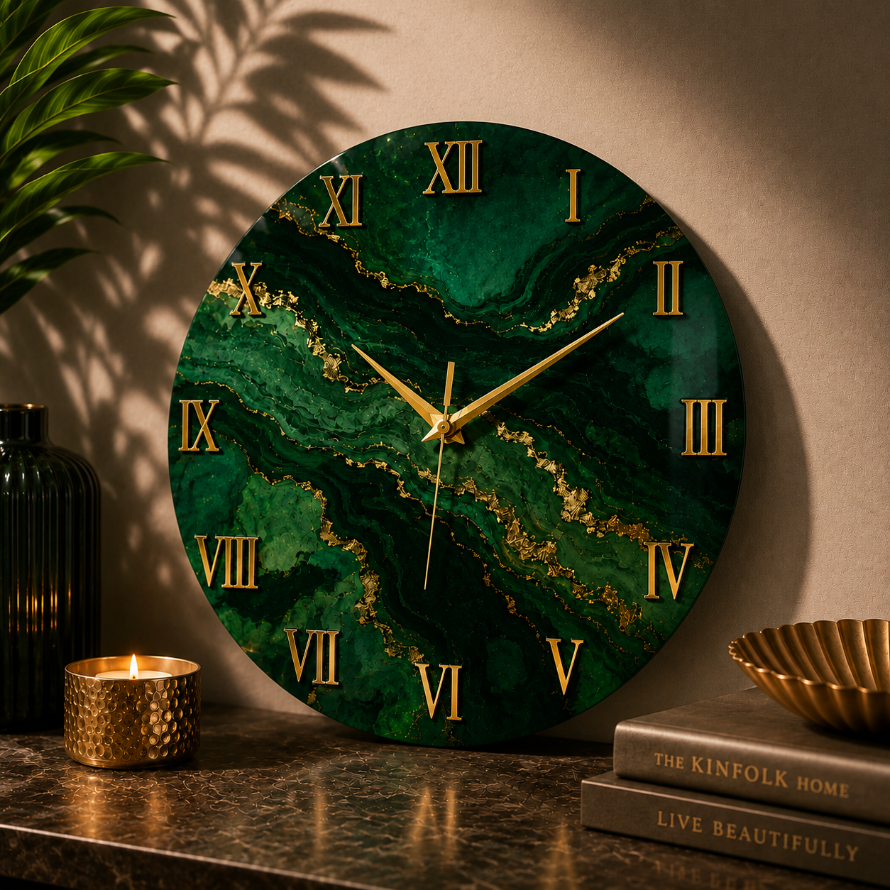 Jungle Green The luxury Resin Art Resin Wall Clock