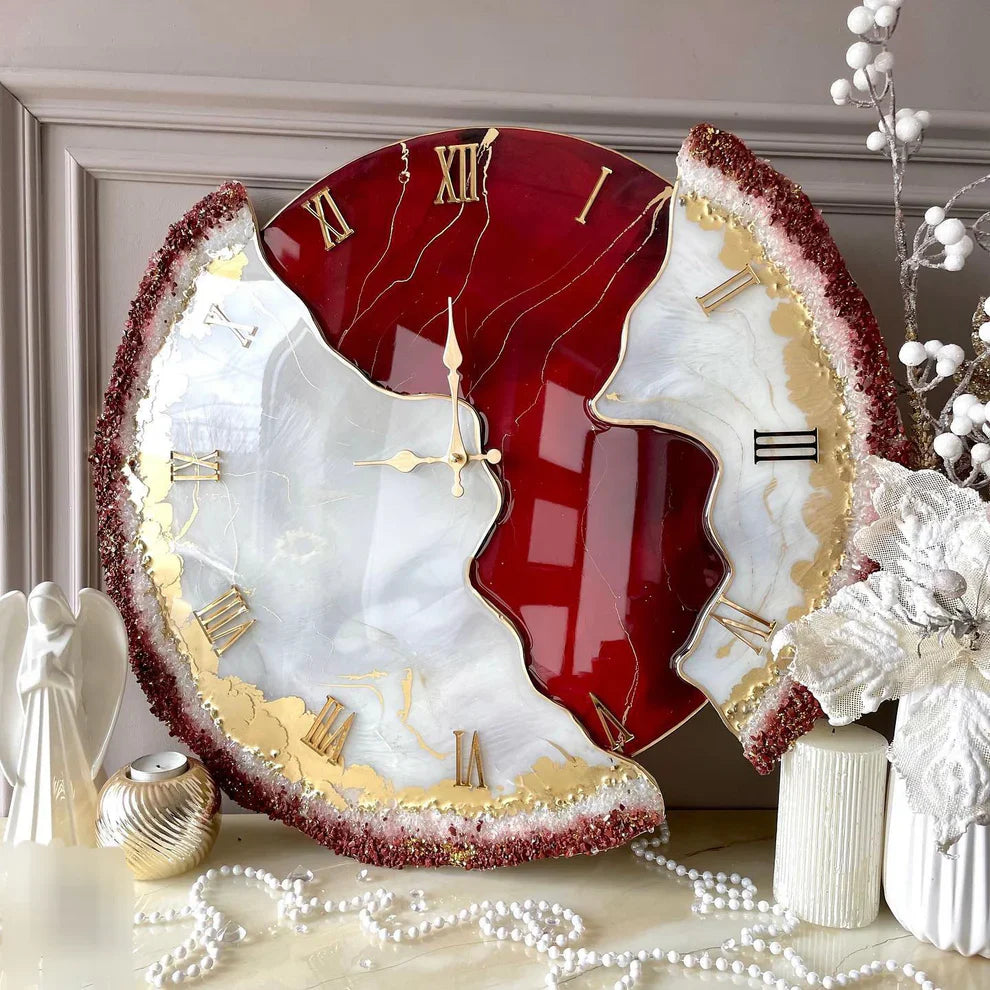 Red Velvet – Luxe Resin Wall Clock by Saaj 